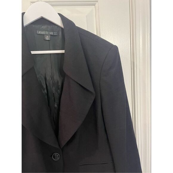 Lafayette 148 Black Wool Blend Blazer Jacket sz 10 EUC - Picture 5 of 9